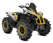 Gray and yellow quad bike with large knobby tires and a rugged design.