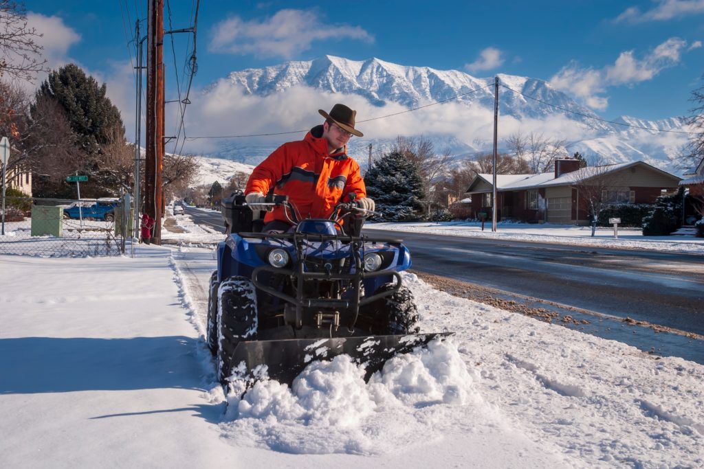 Snow plow with ATV